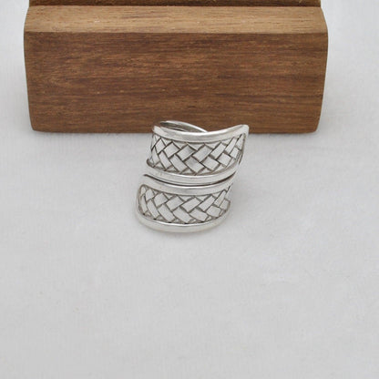 Tribal Braided 925 Silver Long Statement Ring Size 9 - Kanika Creations
