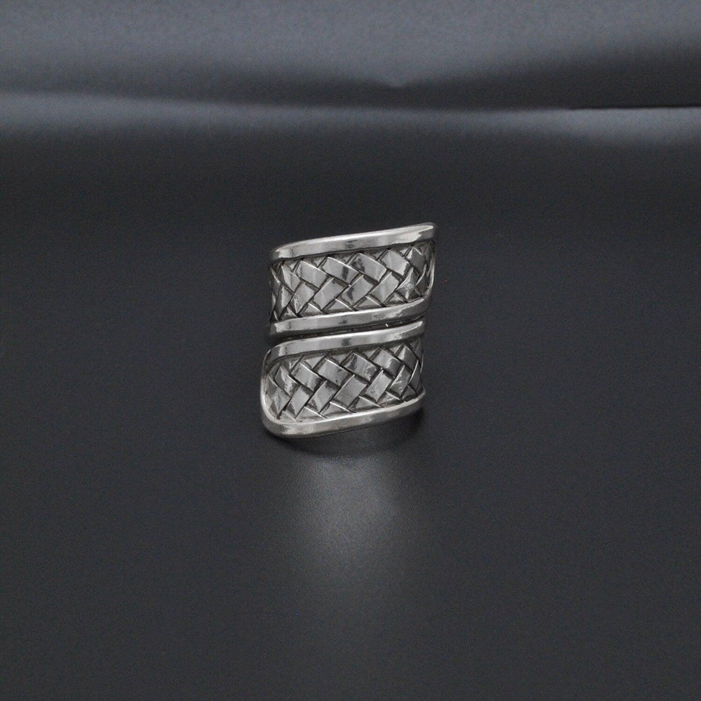 Tribal Braided 925 Silver Long Statement Ring Size 9 - Kanika Creations