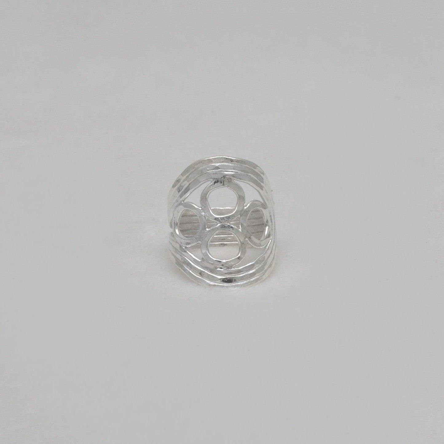 Handmade Sterling Silver Beaten Band Ring Size 8 - Kanika Creations
