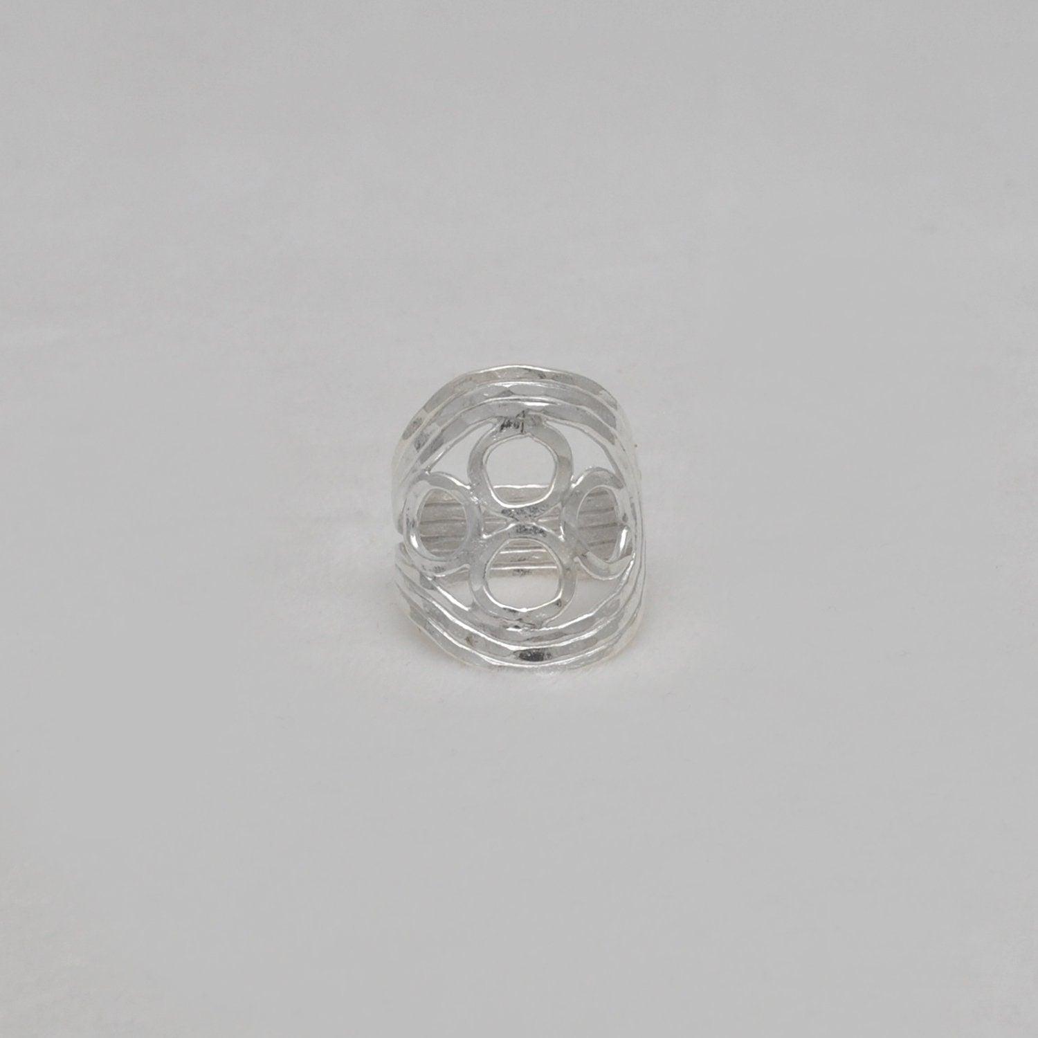 Handmade Sterling Silver Beaten Band Ring Size 8 - Kanika Creations