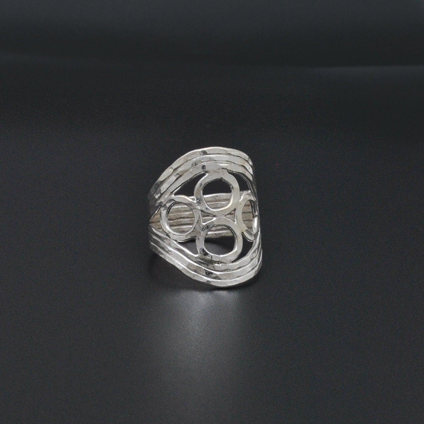 Handmade Sterling Silver Beaten Band Ring Size 8 - Kanika Creations