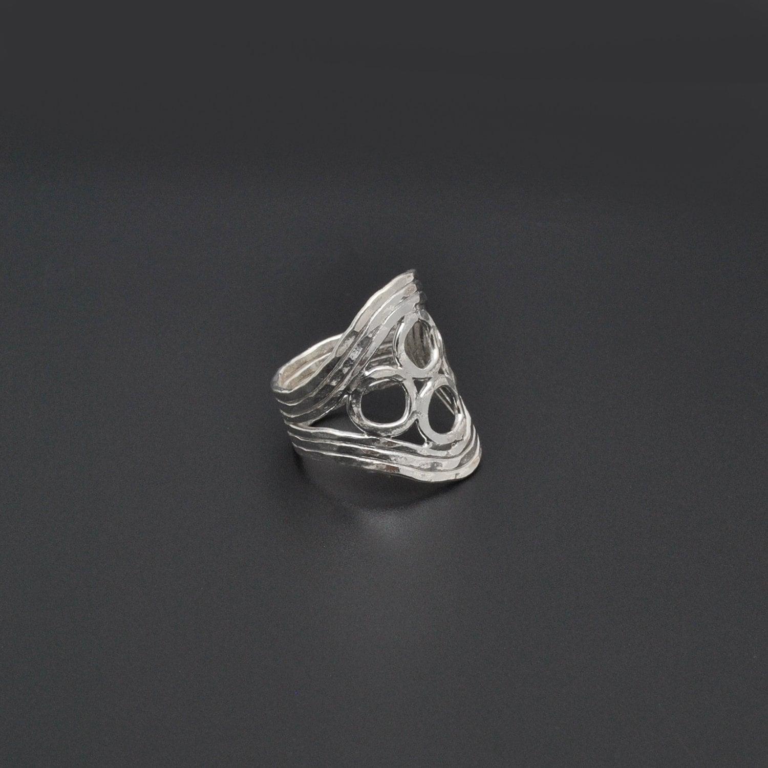 Handmade Sterling Silver Beaten Band Ring Size 8 - Kanika Creations