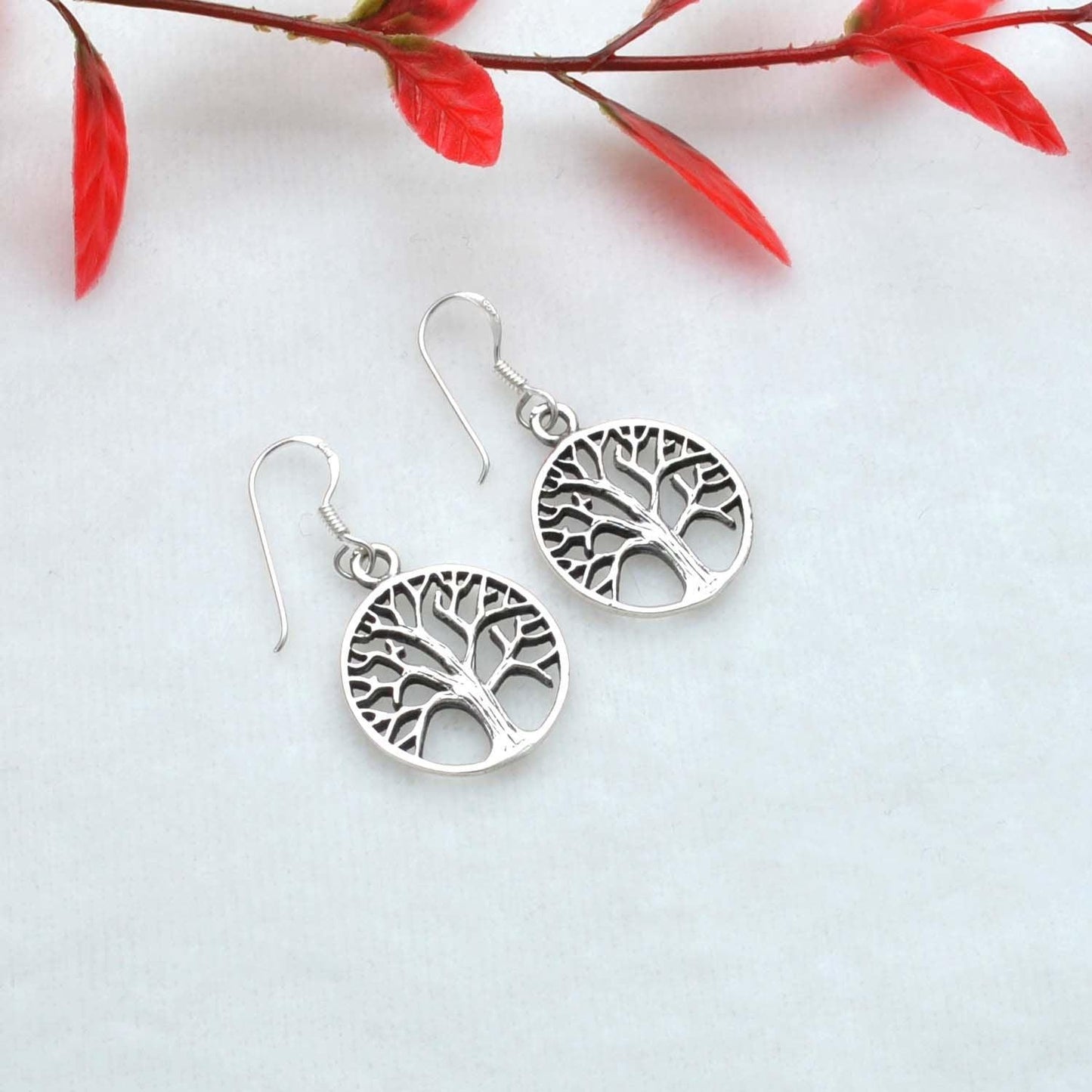 Tree of life silver Dangle Earring - Kanika Creations