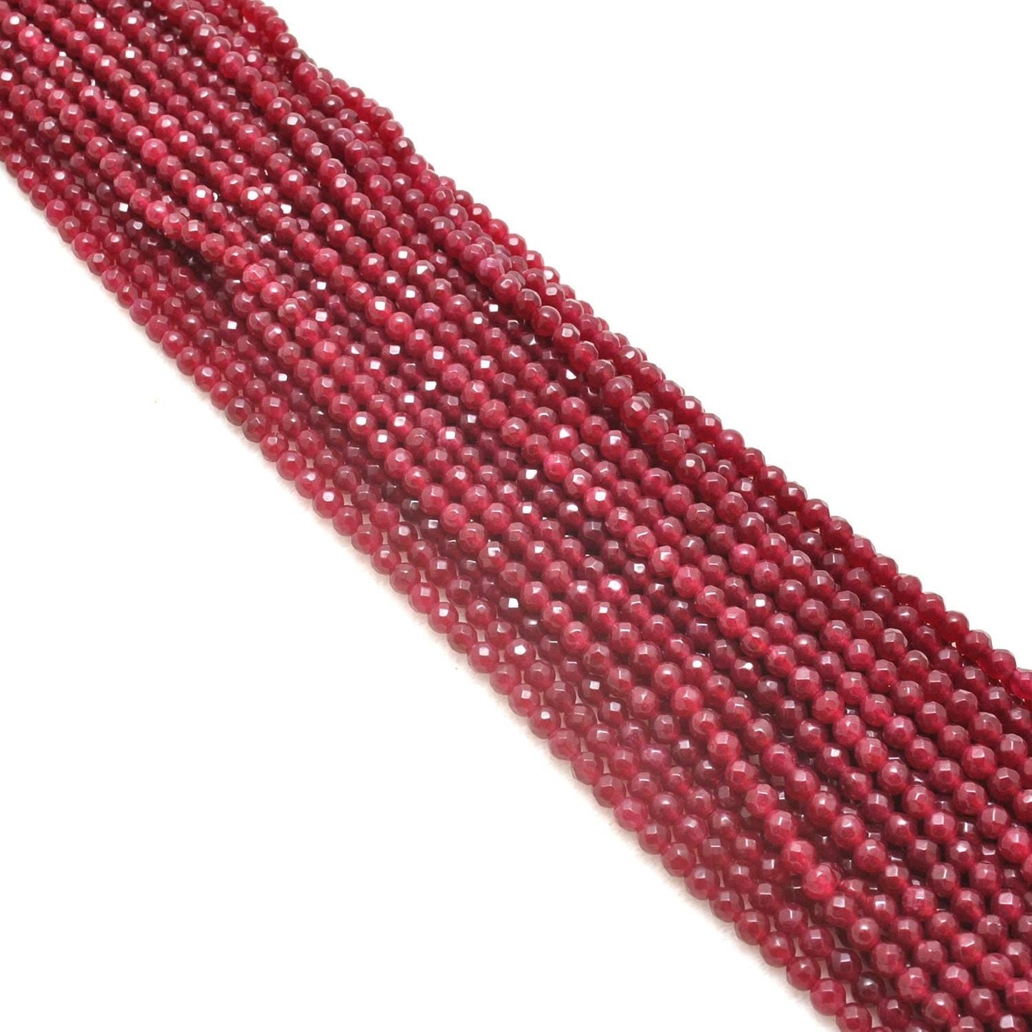 Ruby Quartz Round Faceted Gemstone Beads 15" Strand - Kanika Creations