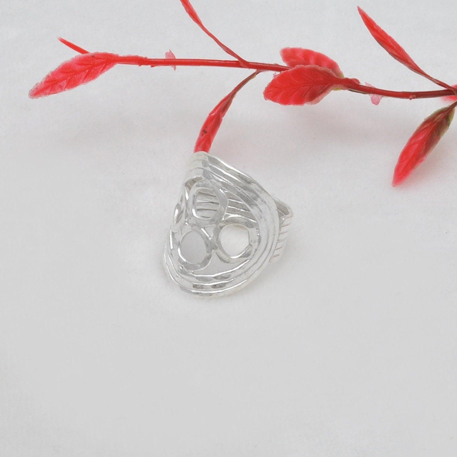 Handmade Sterling Silver Beaten Band Ring Size 8 - Kanika Creations