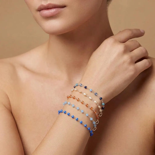 925 Sterling Silver Multi-Chalcedony & Peal Bracelet – Kanika Creations