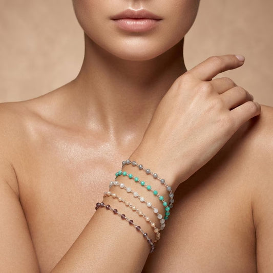 925 Sterling Silver Pastel Chalcedony Bracelet – Peach, Pink & More