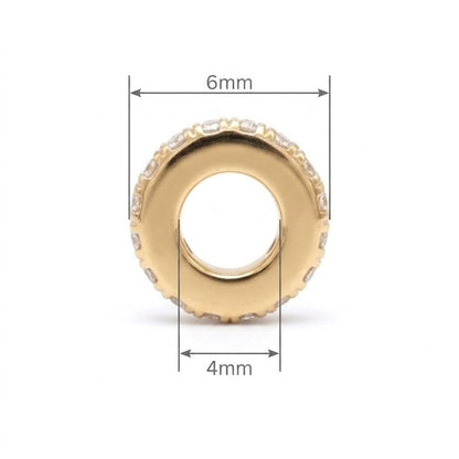 6mm Diamond Wheel Spacer 14K Gold – 6mm Diameter, 4mm Hole Size Measurements