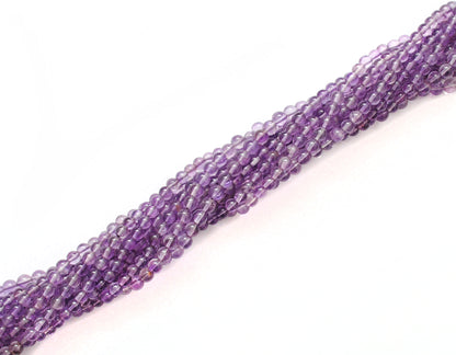 Natural Amethyst Round Beads, 4-4.5mm – 15" Strand, Smooth Gemstone Beads for Necklace & Bracelet Making - Kanika Creations