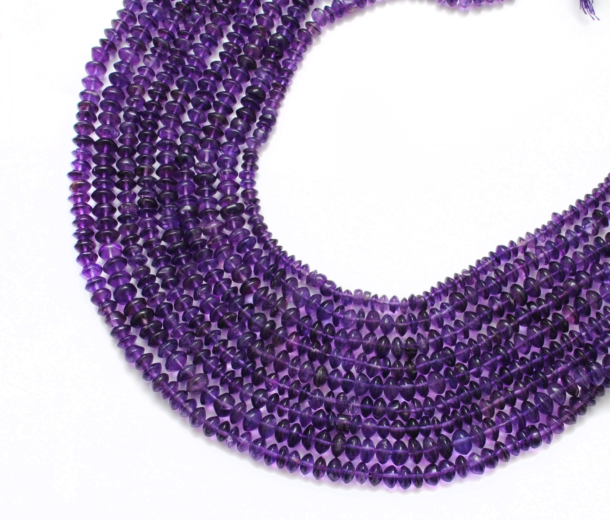 Natural Amethyst Button Beads – 5-6mm, 15" Strand, Smooth Gemstones for DIY Jewelry Making - Kanika Creations