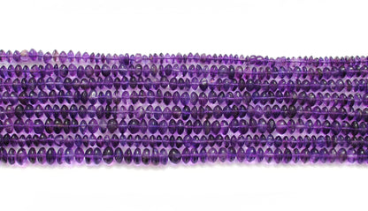 Natural Amethyst Button Beads – 5-6mm, 15" Strand, Smooth Gemstones for DIY Jewelry Making - Kanika Creations
