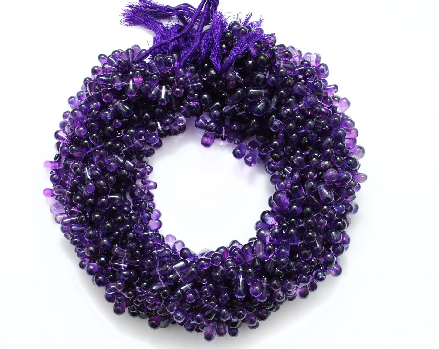 Natural Amethyst Drop Beads, 3x6-7x11mm Mixed Size, 16-Inch Strand for Necklace & Bracelet Making - Kanika Creations