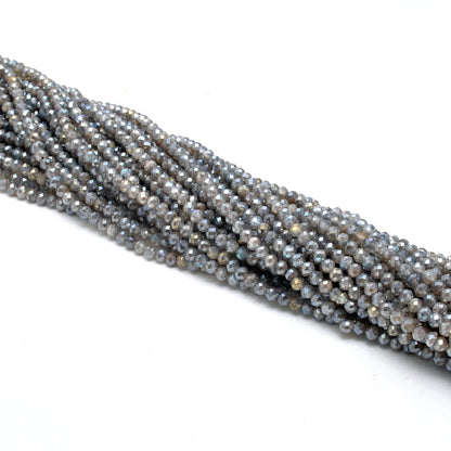 Labradorite faceted beads 4mm - flash play of color close-up