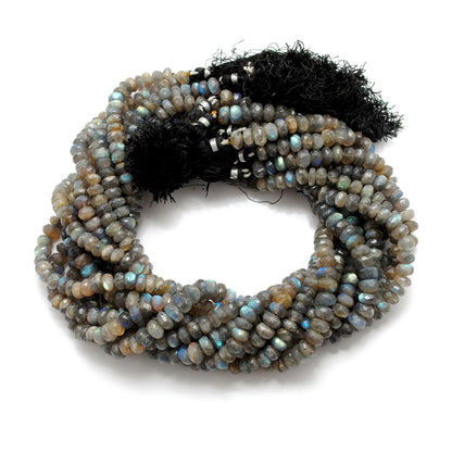 Labradorite faceted tyre beads 8mm - side profile flash view