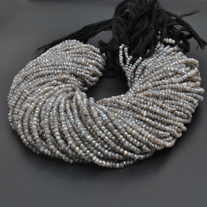 Labradorite rondelle beads for jewelry making - scattered loose view