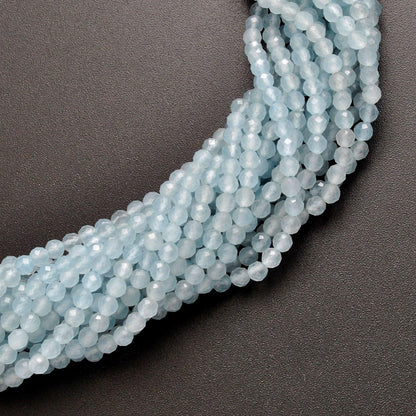 Light blue quartz faceted strand 13.5 inch - overhead flat lay