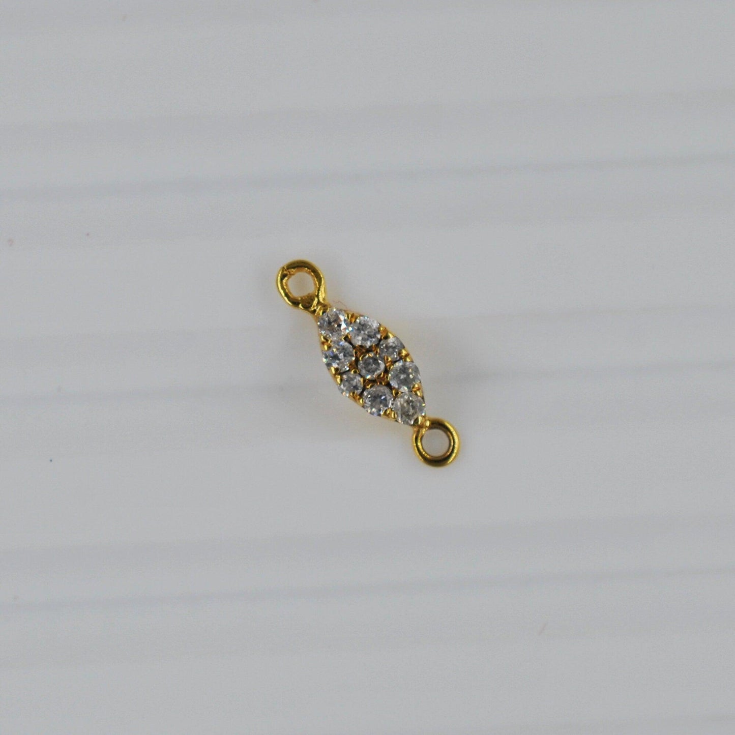Marquise Diamond Connector Charm 9.5mm 14K Gold – Side Profile