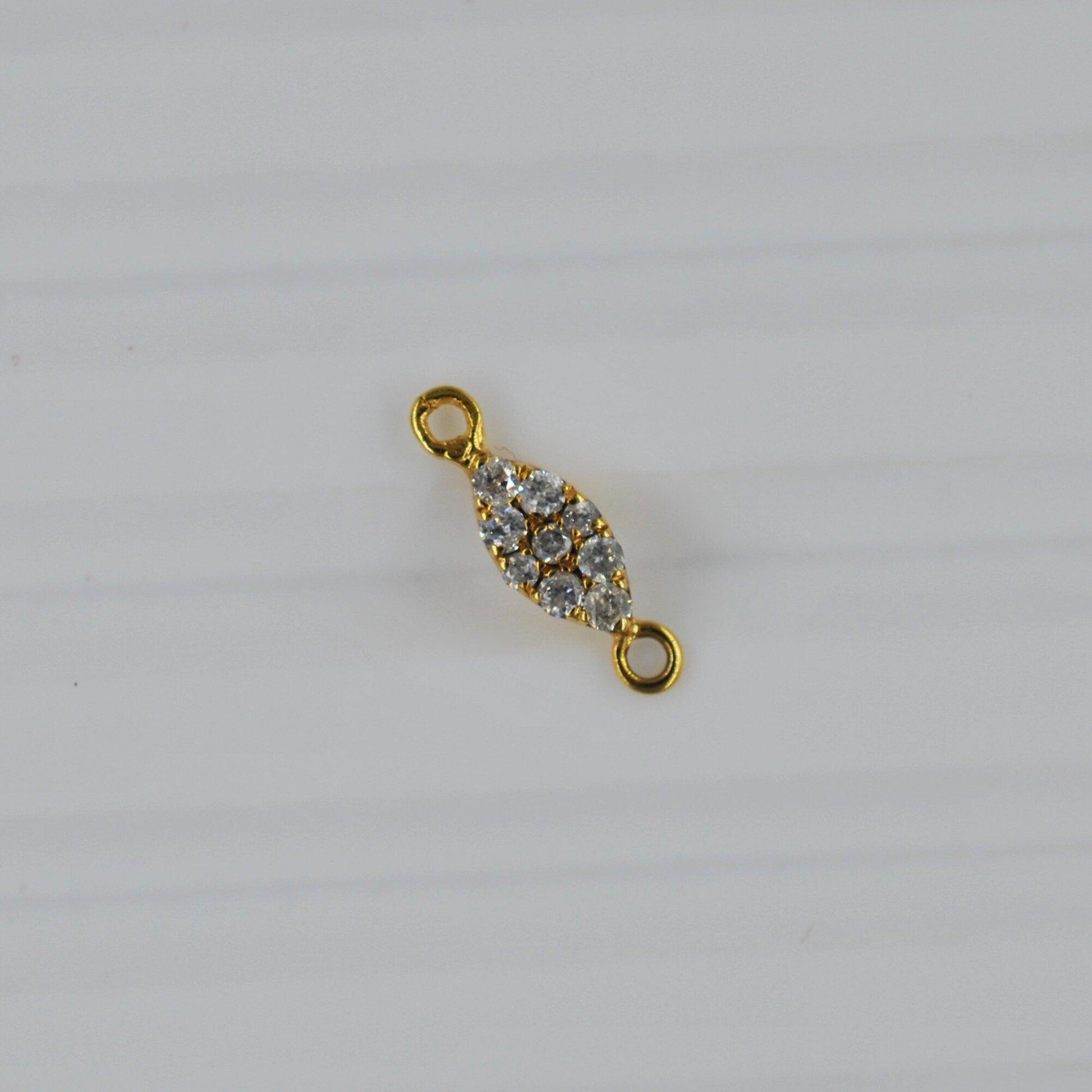 Marquise Diamond Connector Charm 9.5mm 14K Gold – Side Profile