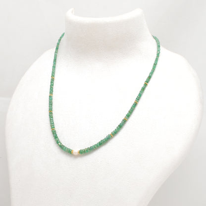 Micro-Cut Emerald Beaded Necklace - Close-Up Precision Faceted Bead