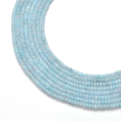 Milky aqua quartz faceted rondelle beads 14.5 inch strand - front view