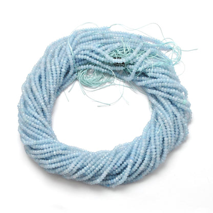 Milky aqua quartz rondelle beads - close-up translucent aqua glow