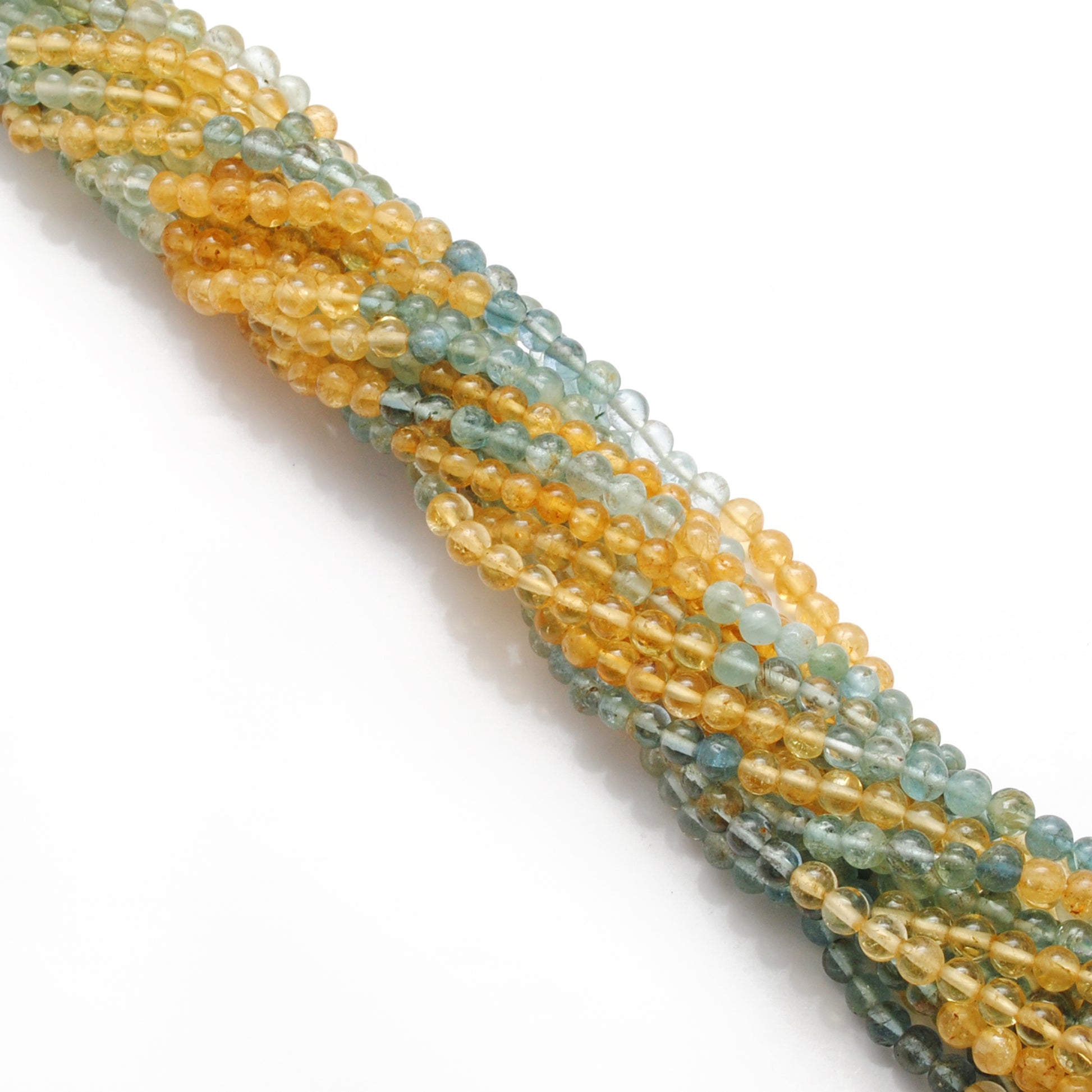Multi aquamarine 4mm beads - close-up color variation detail