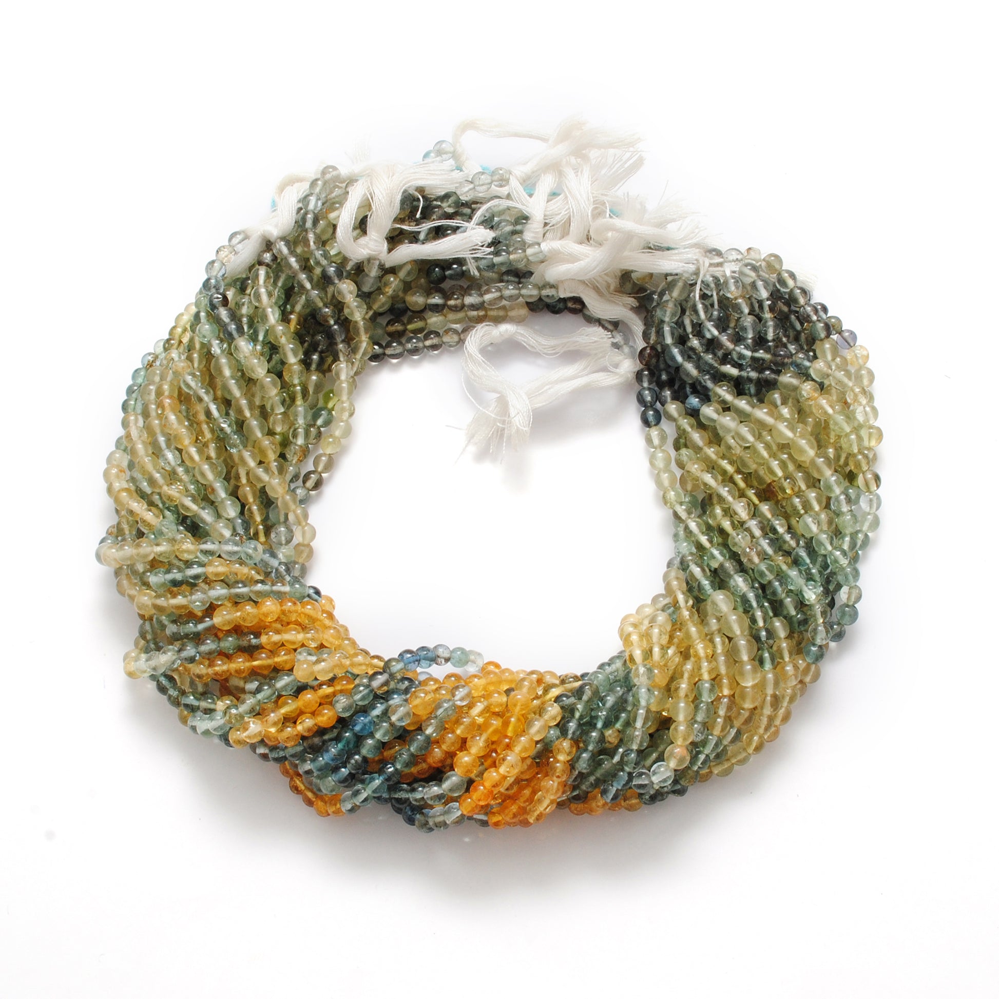 Multi aquamarine beads March birthstone - color range view