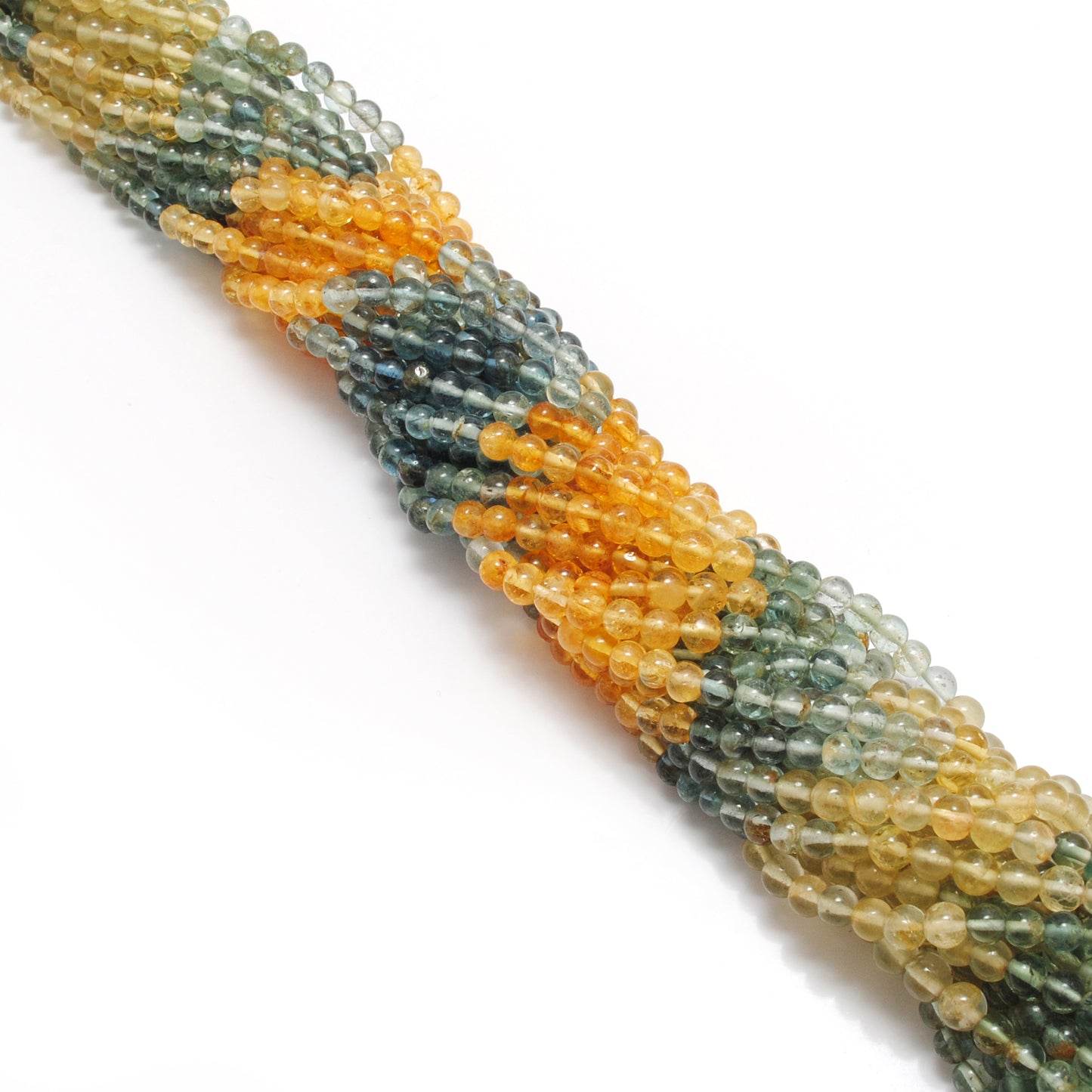 Multi aquamarine round beads - close-up shade variation detail
