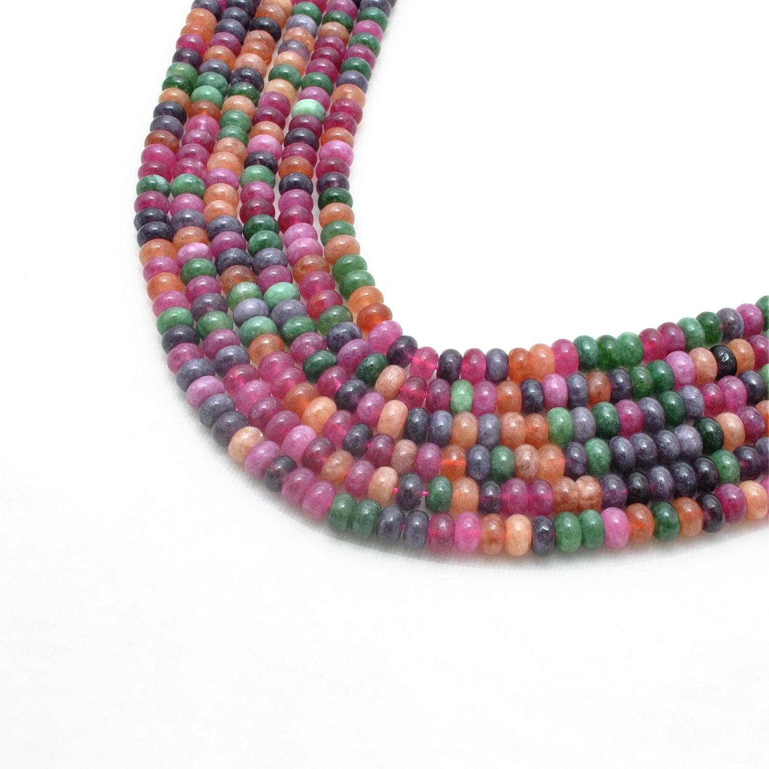 Multi-color quartz rondelle beads - scattered loose rainbow view