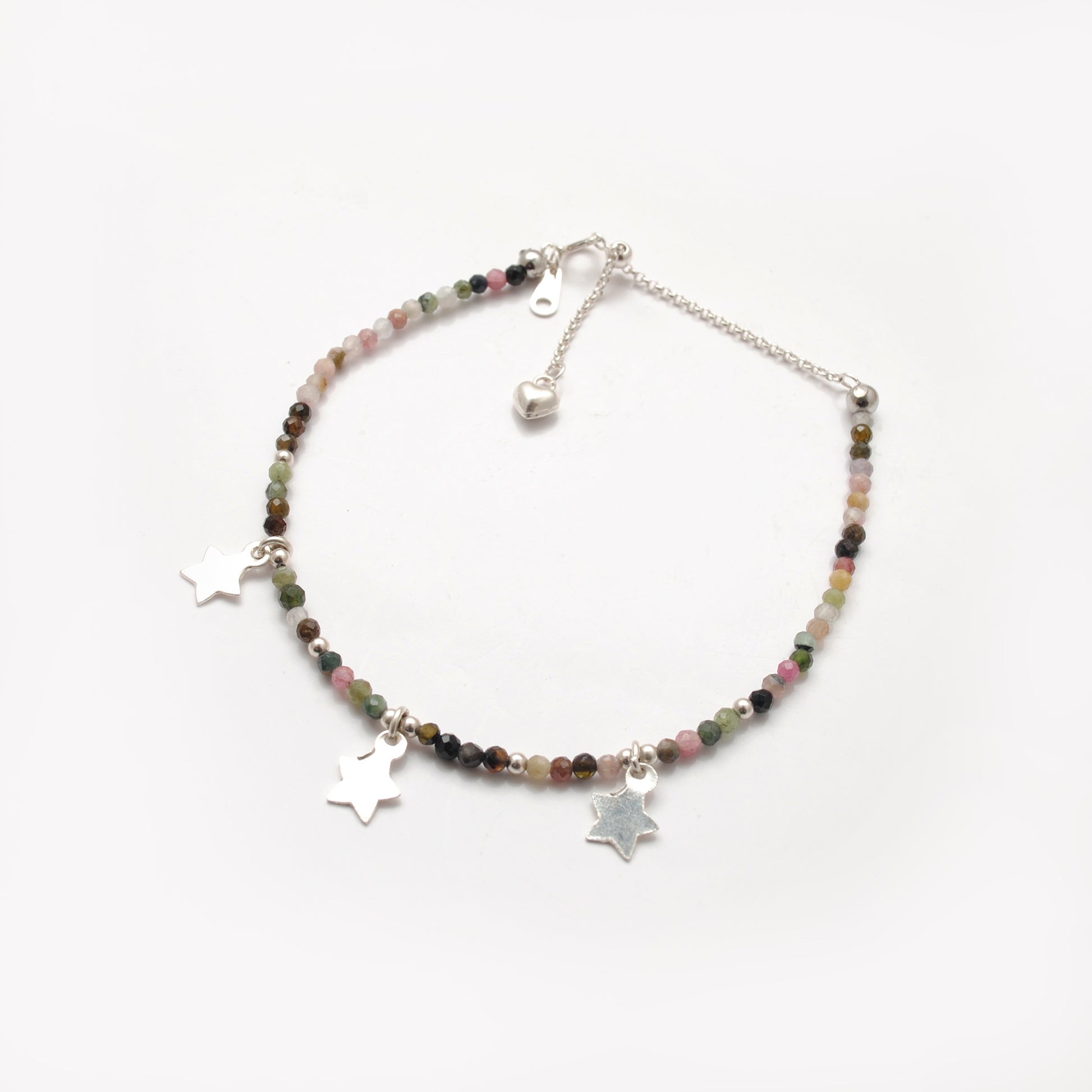 Multi-Color Tourmaline 2mm Tiny Beaded Bracelet - Flat Lay Jaipur