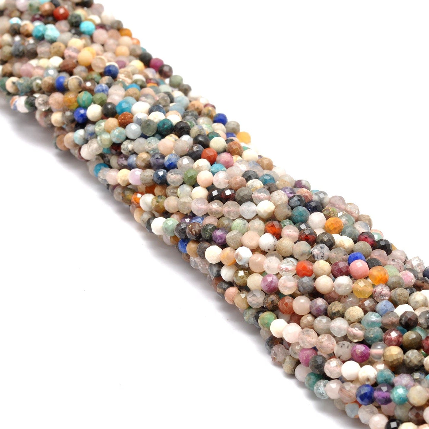 Multi gemstone faceted round beads for boho jewelry - side view