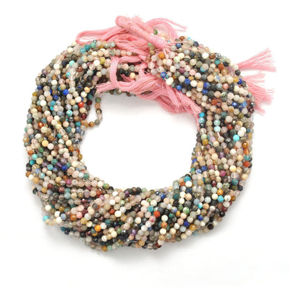 Multi gemstone round beads - close-up mixed precious stone colors