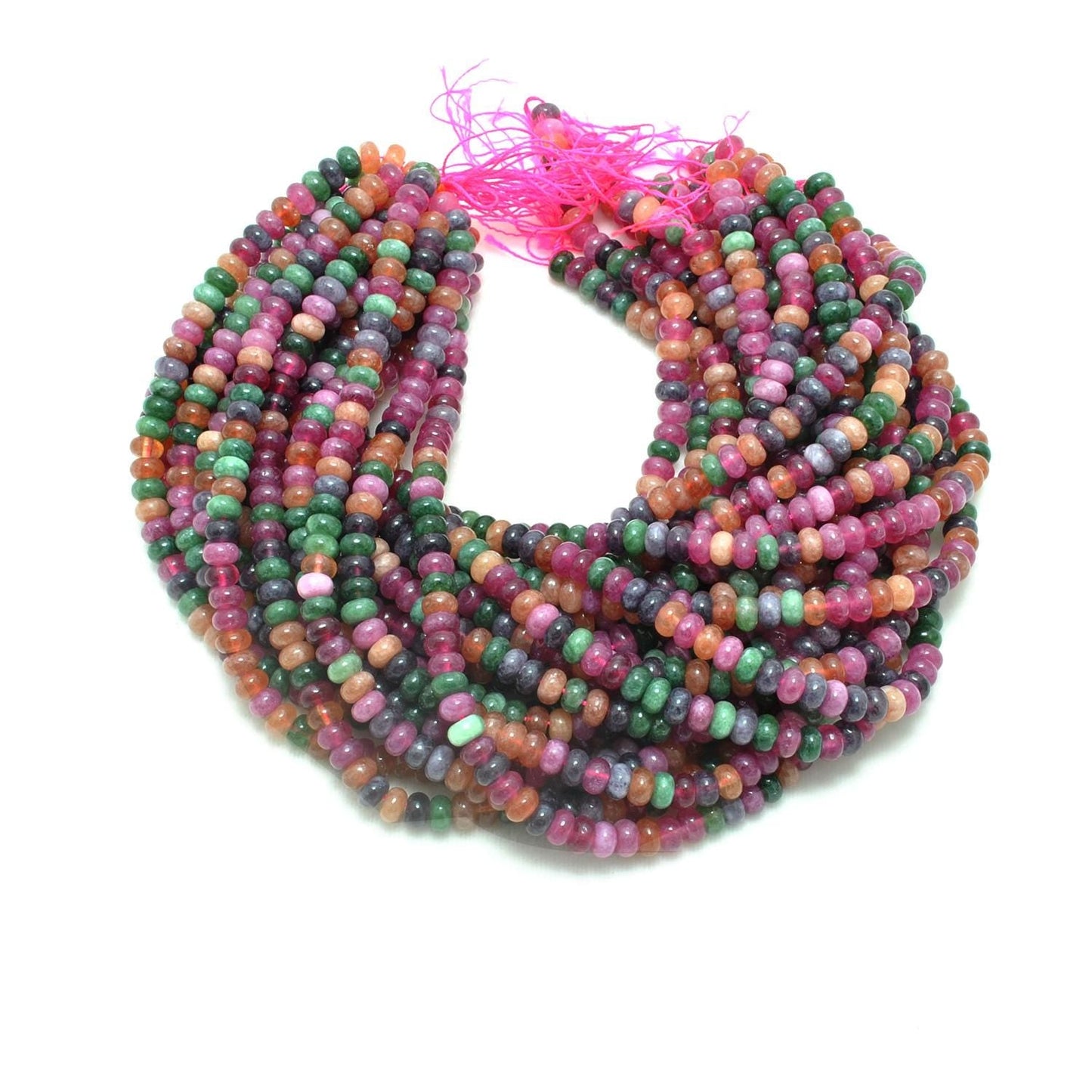 Multi quartz 8mm rondelle beads - close-up rainbow color range