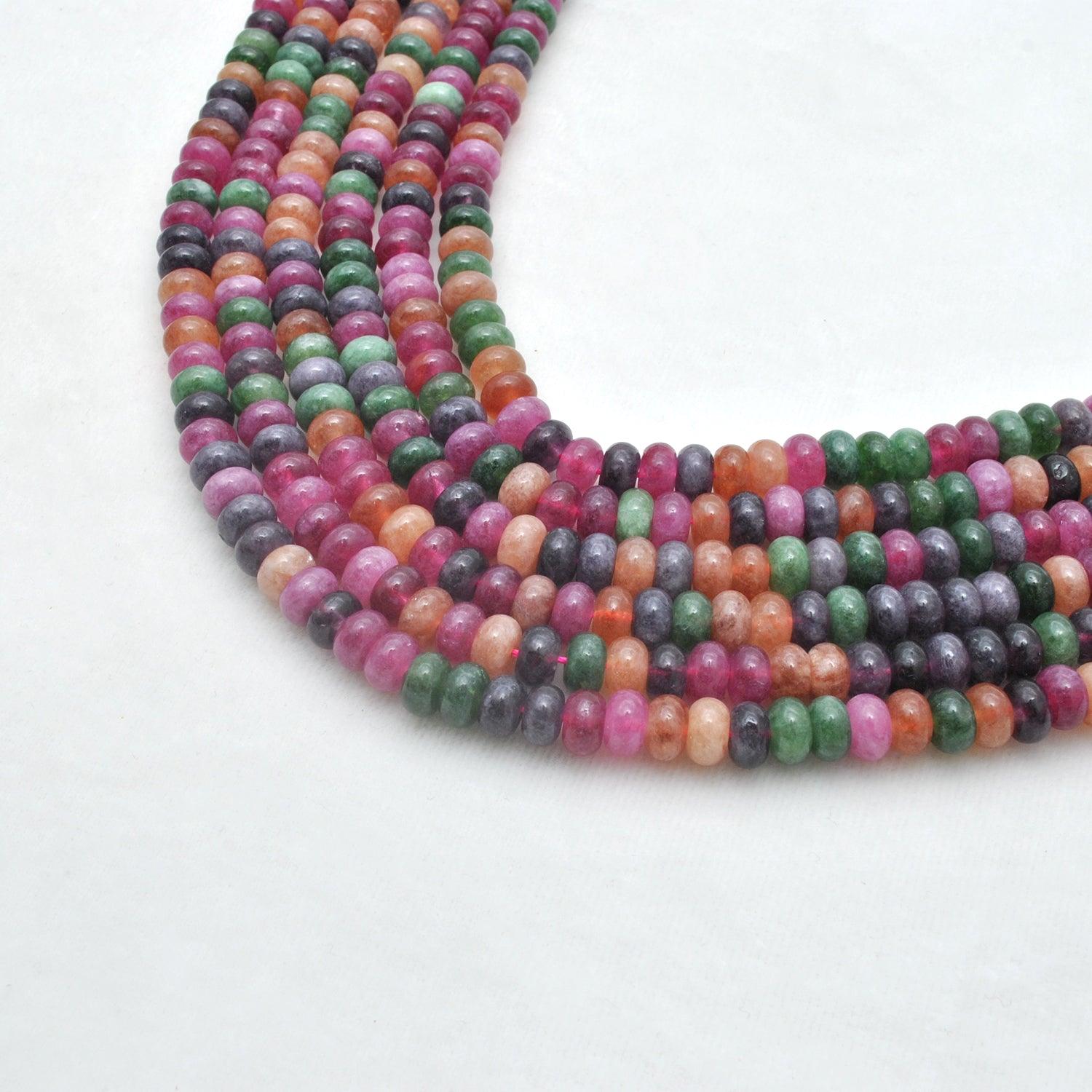 Multi quartz 8mm rondelle beads for statement jewelry - side view