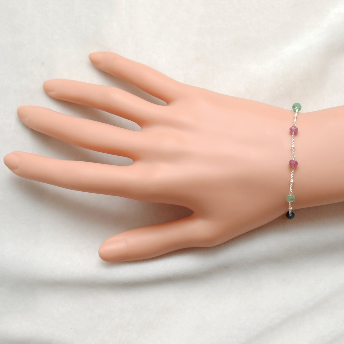 Multi Sapphire Faceted Bracelet for Women - Wrist Styled View
