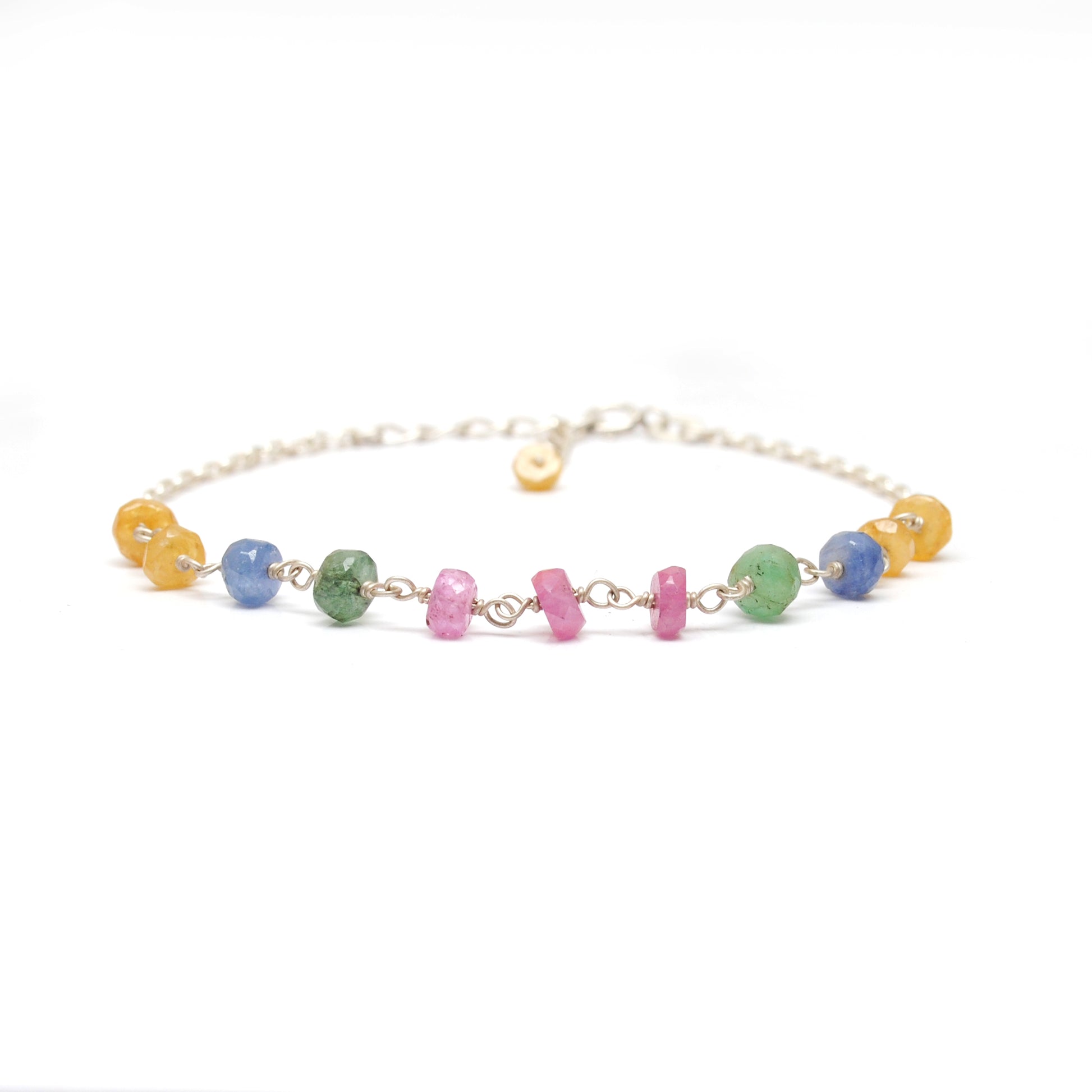 Multi Sapphire Rainbow Bracelet for Women - Wrist Styled View