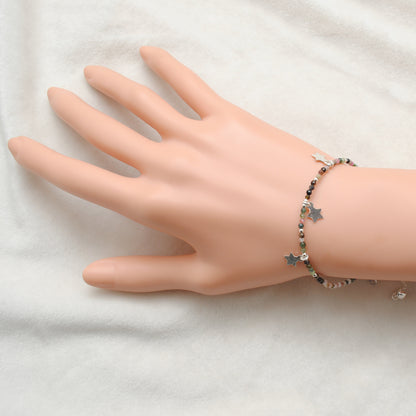 Multi Tourmaline 2mm Charm Bracelet for Women - Wrist Styled View