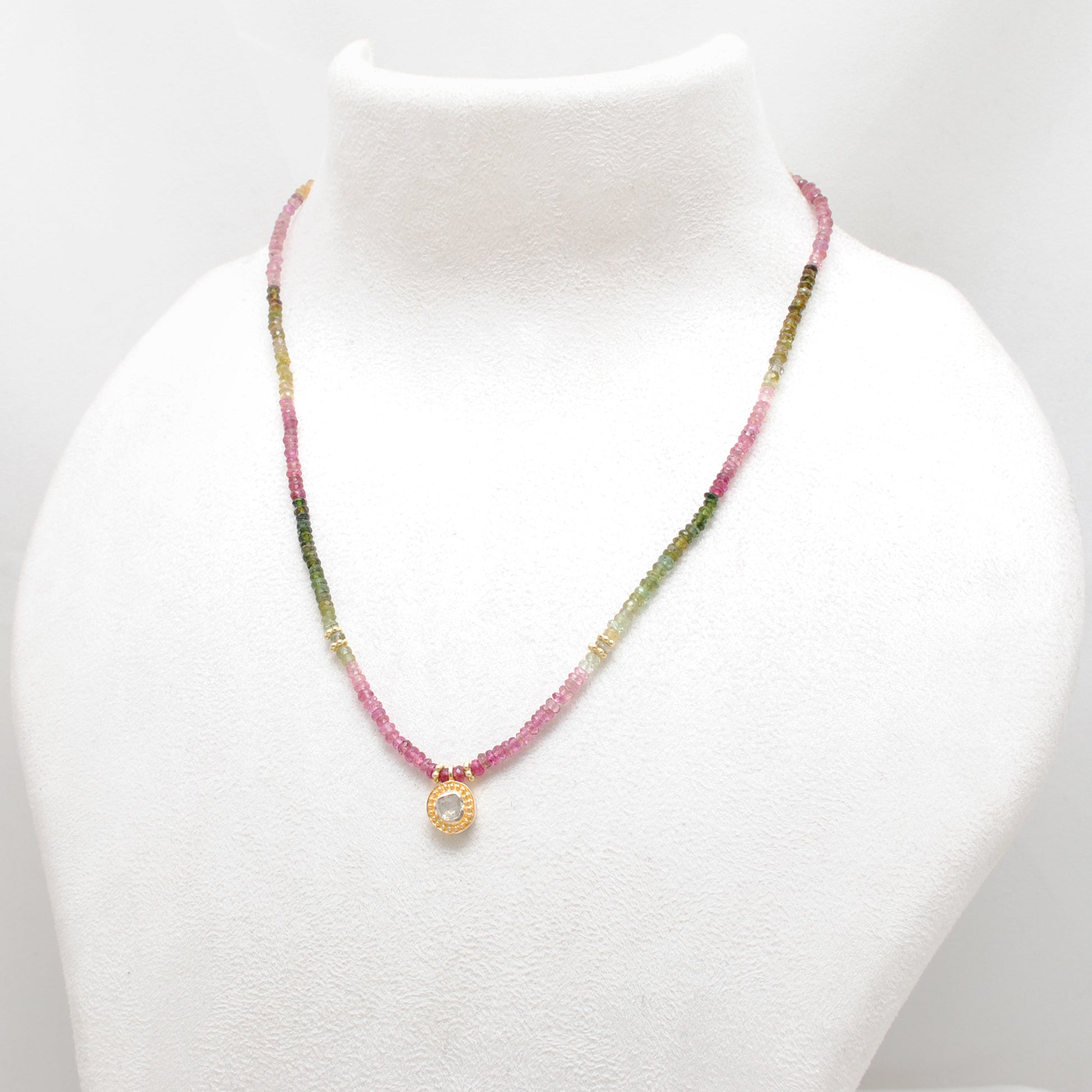 Multi Tourmaline Rainbow Gemstone Necklace - Overhead View