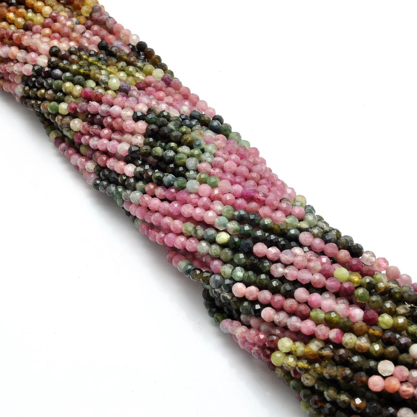 Multi tourmaline round beads - close-up rainbow color spectrum