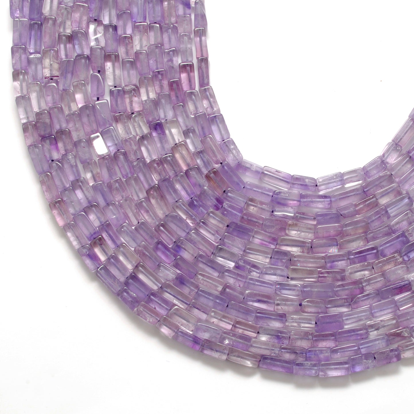 Natural amethyst cube beads mixed size 15 inch strand - front view
