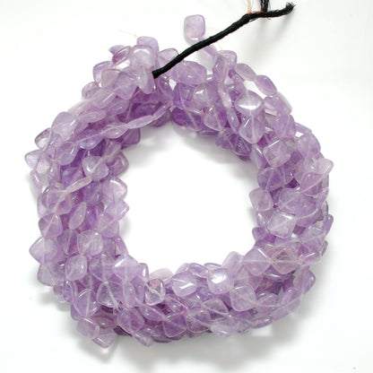 Natural amethyst cushion cut statement beads - scale reference