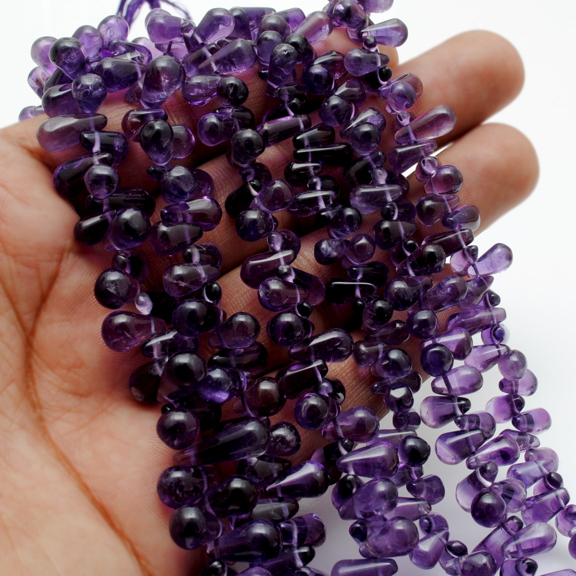 Natural amethyst drop beads for earrings pendants - scale reference