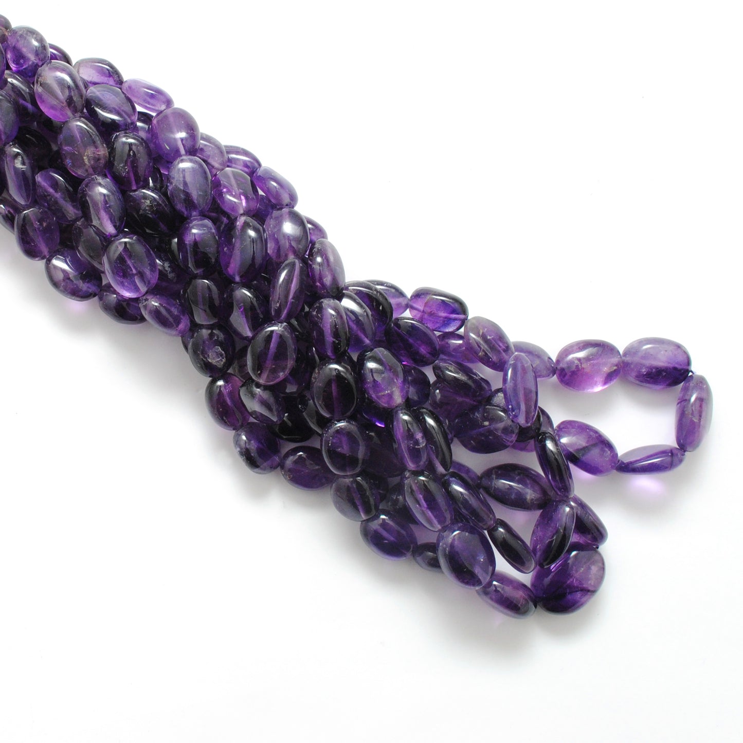 Natural amethyst nugget beads 15 inch strand - overhead flat lay boho