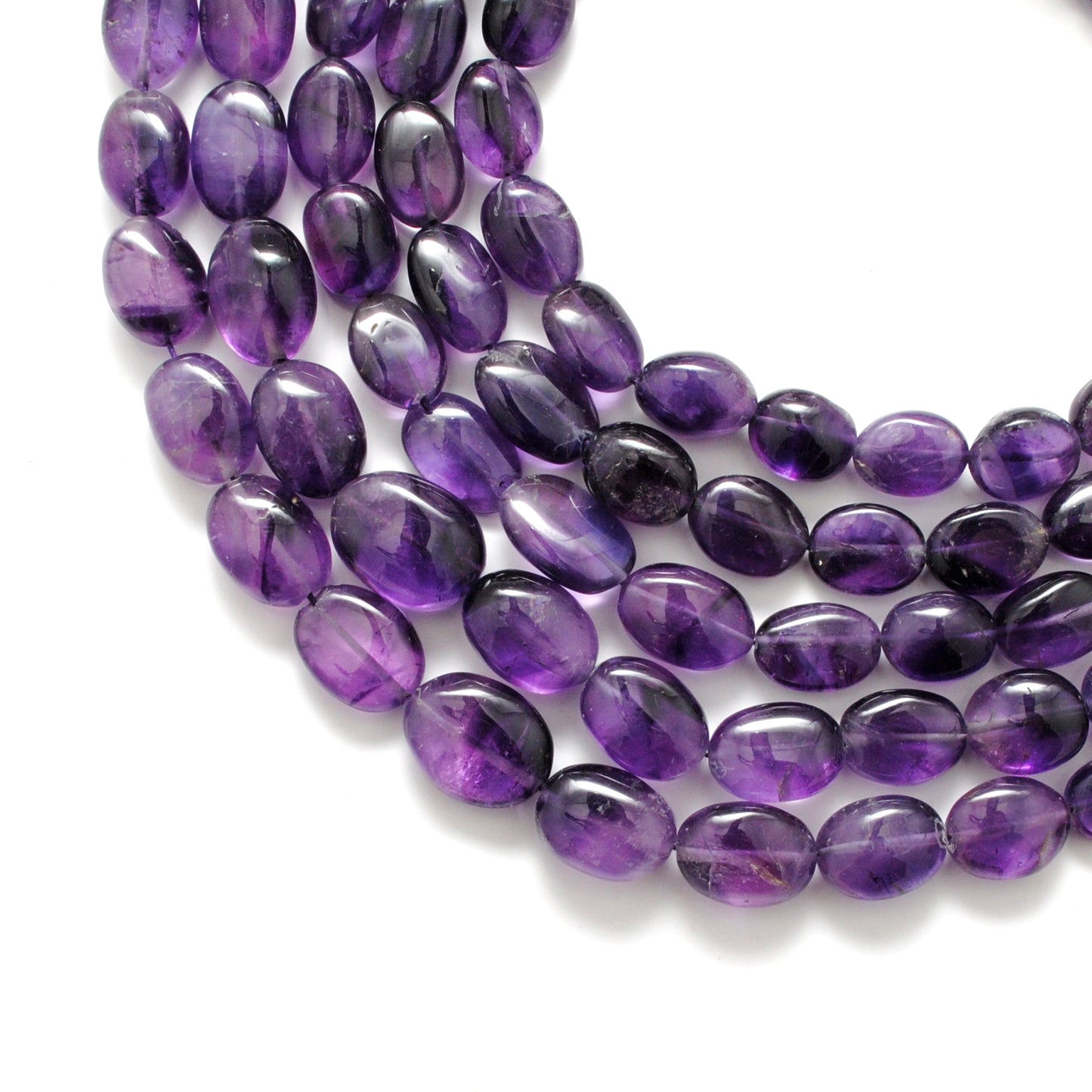 Natural amethyst nugget beads 8x11-12x18mm 15 inch strand - front view