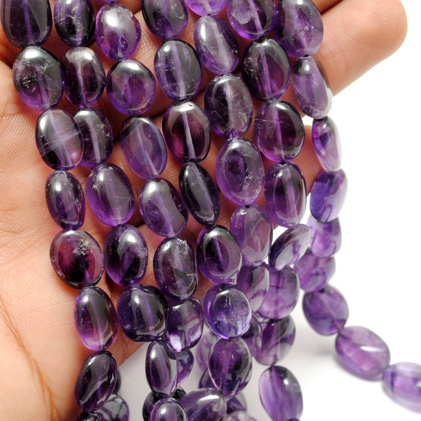 Natural amethyst nugget beads mixed sizes - scale reference