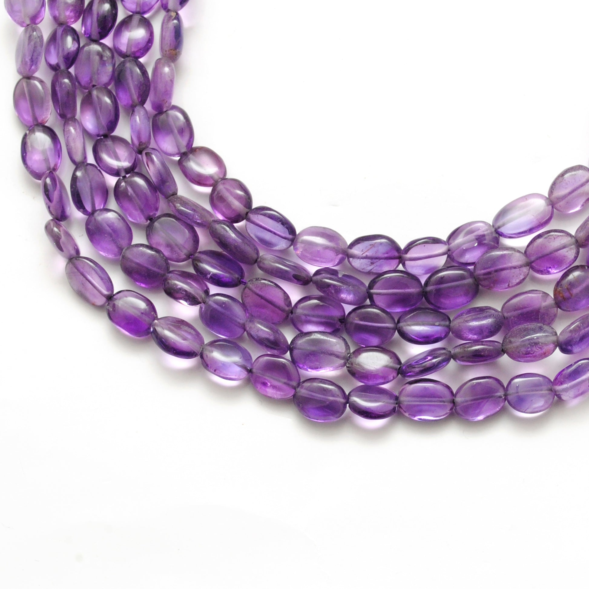 Natural amethyst oval beads 6x8mm - scale reference jewelry