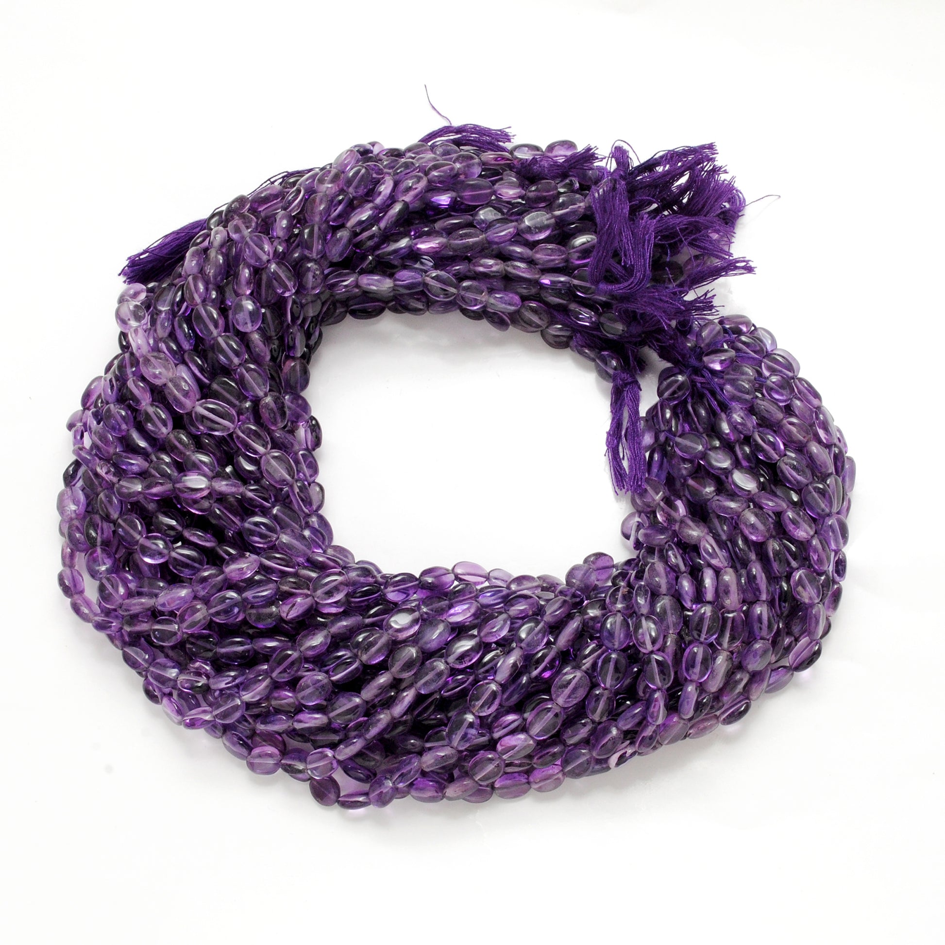 Natural amethyst oval gemstone beads - February birthstone