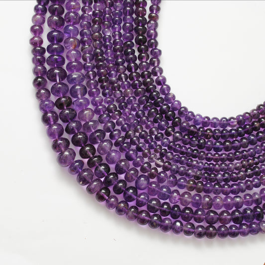 Natural amethyst rondelle beads 6-8mm 15 inch strand - front view