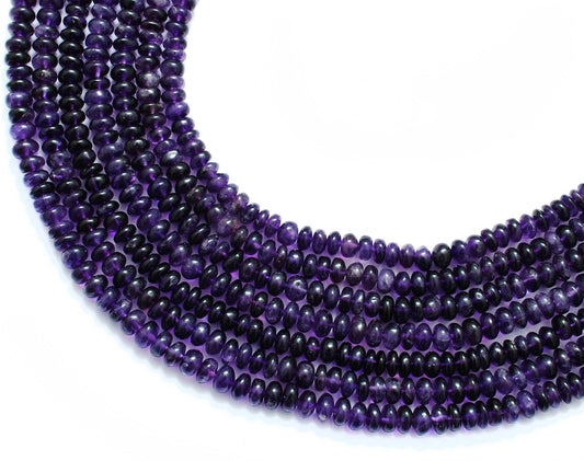 Natural amethyst rondelle beads 7-9mm 16 inch strand - front view