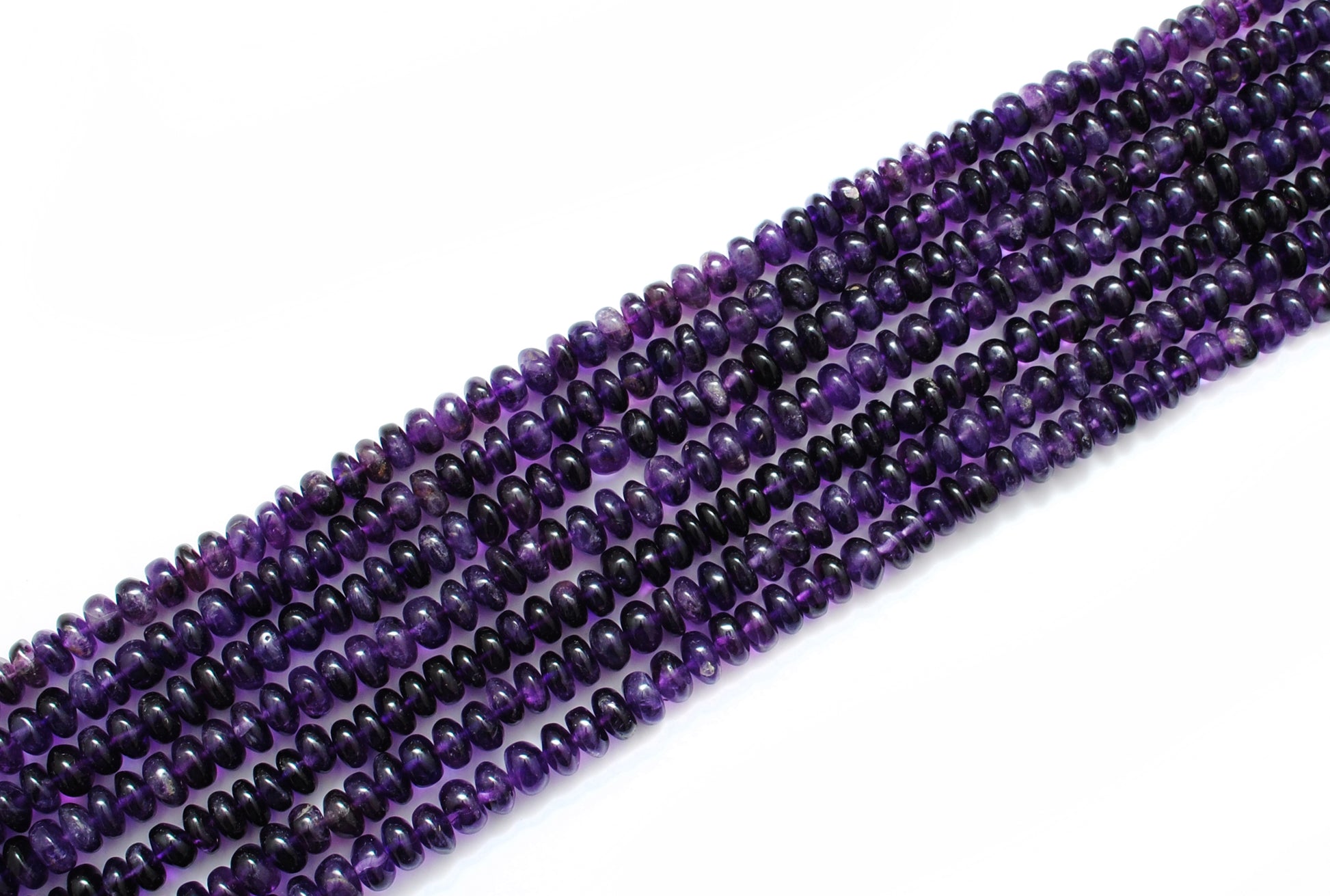Natural amethyst large rondelle beads February birthstone view